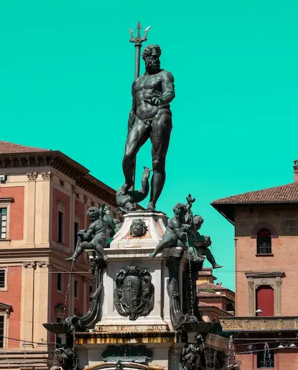 the Nettuno fountain image of the Nettuno fountain located in the Piazza Maggiore square